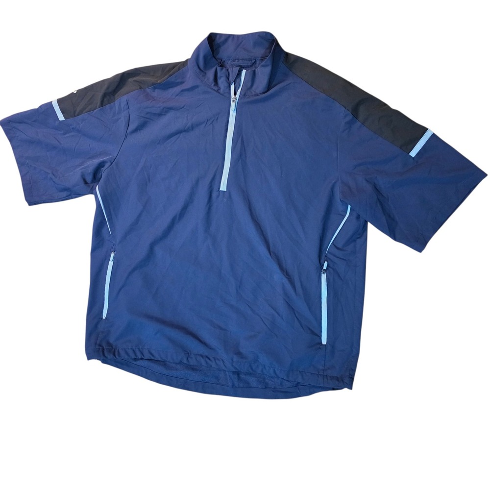 Callaway Weather Series Men XL Navy Blue 1/4 Zip Short Sleeve Windbreaker Jacket